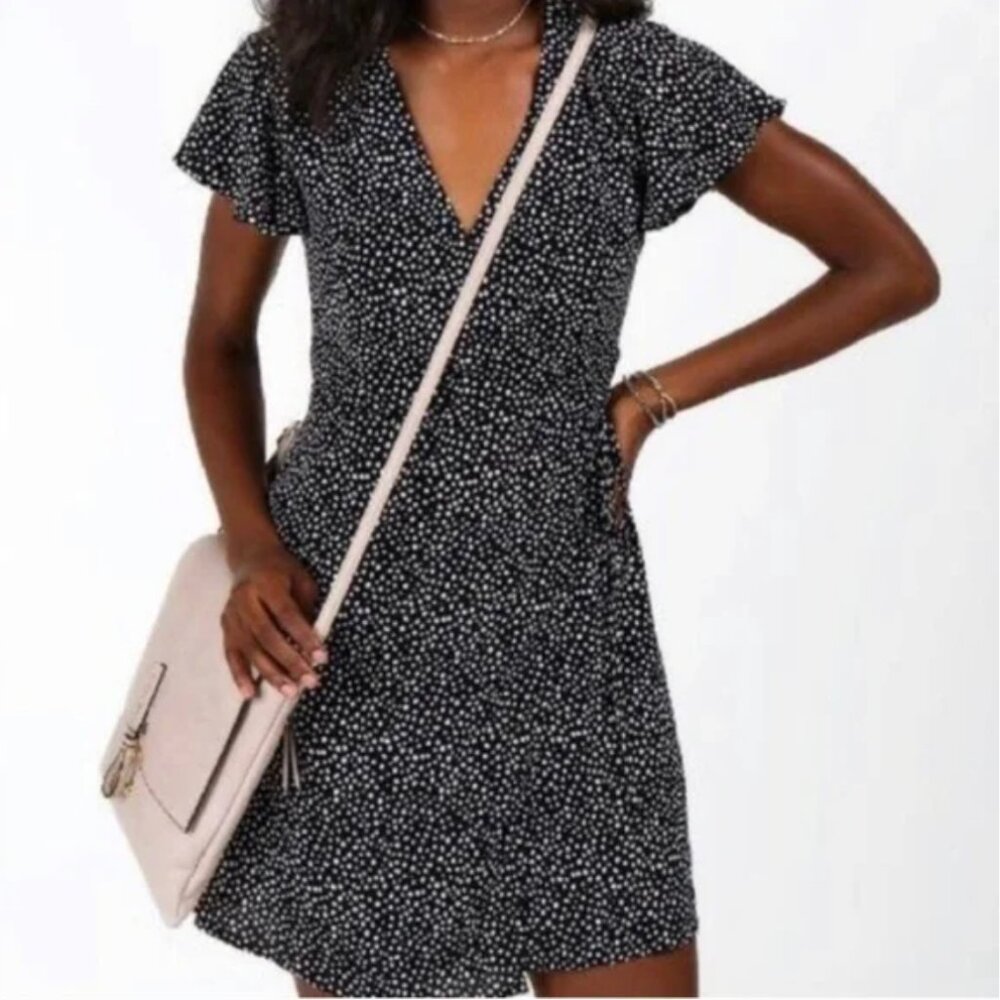 HARPER Heritage Valencia Black & White Dot Wrap Dress - Size XXS